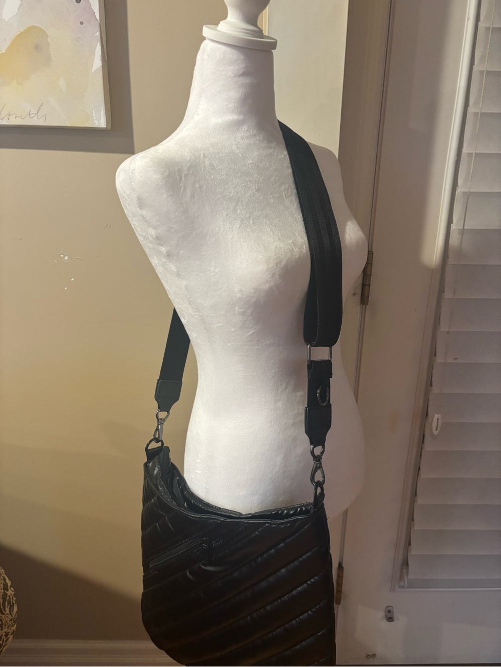 Think Royln VIP Quilted Crossbody Bag - Black with 2 Straps